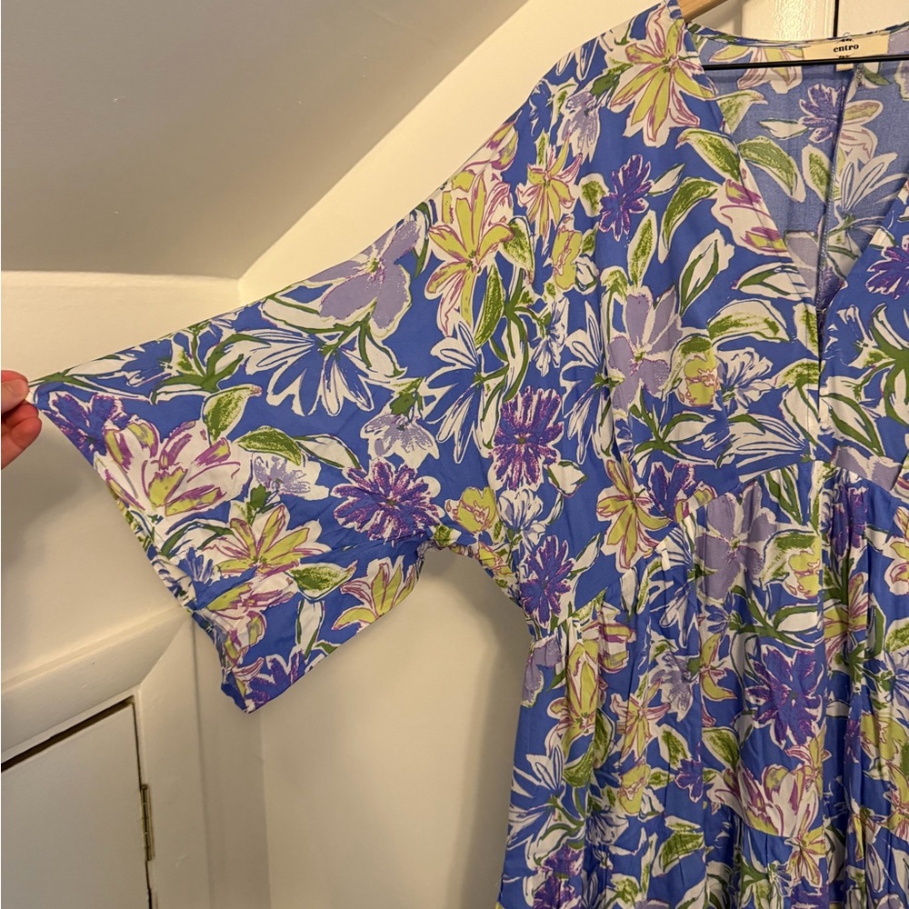 entro Floral Maxi Dress in Blue, Green, Lavender - Picture 2 of 5